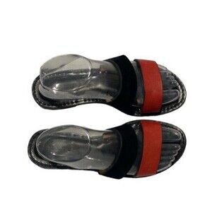 Amanu Women’s 8 Style 02 The Sabi Red And Black Leather Suede‎ Strap Sandal